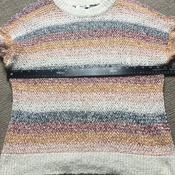 Madewell Baez Pullover Sweater Neutral Stripes open knit M - Picture 8 of 10